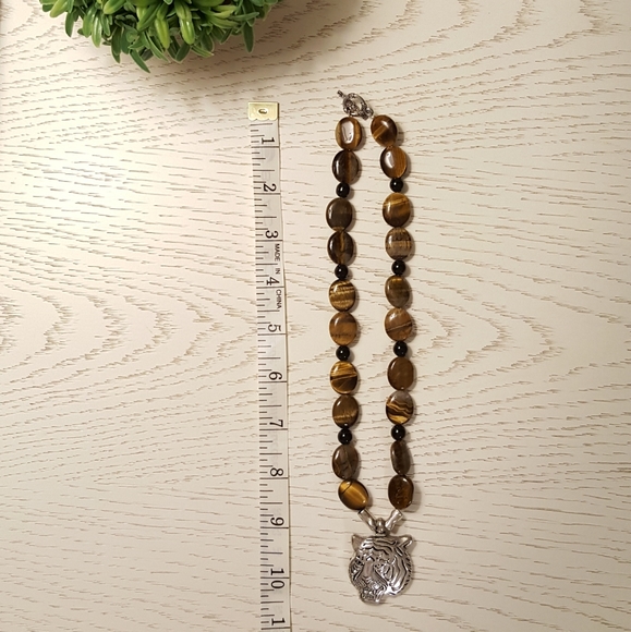 (NWOT) Tigers Eye Quartz Necklace w/ Tiger Charm - Picture 6 of 7